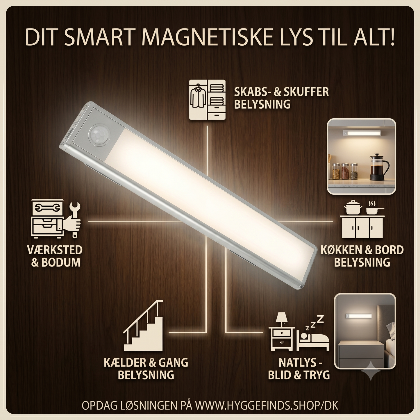 HyggeLight™ – Trådløs & Magnetisk LED-Lysbar